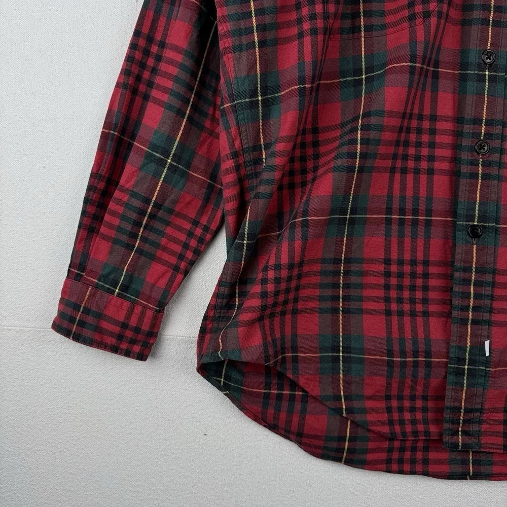 90's Vtg Polo Ralph Lauren Tartan Plaid Wool‎ Blend Flannel Shirt Men's M Red